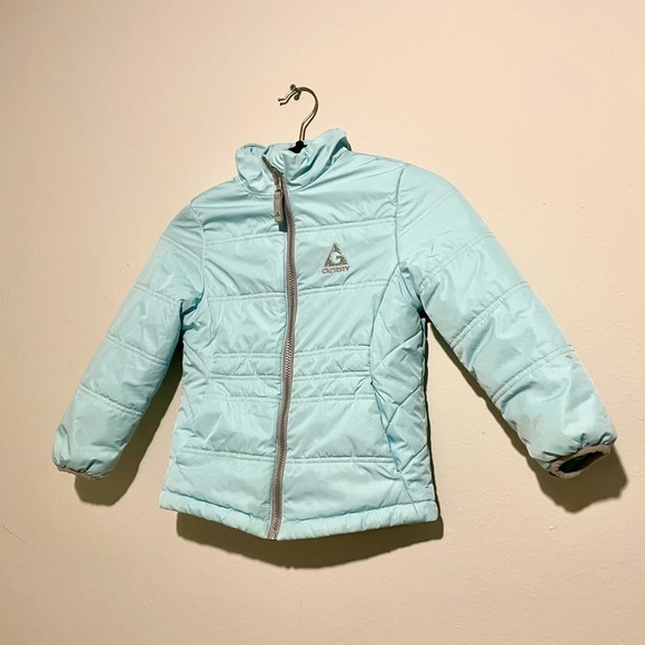 Gerry Girls 5/6 Insulated Snow Puffer Winter Jacket Light Aqua Blue Zip Up - Picture 2 of 8